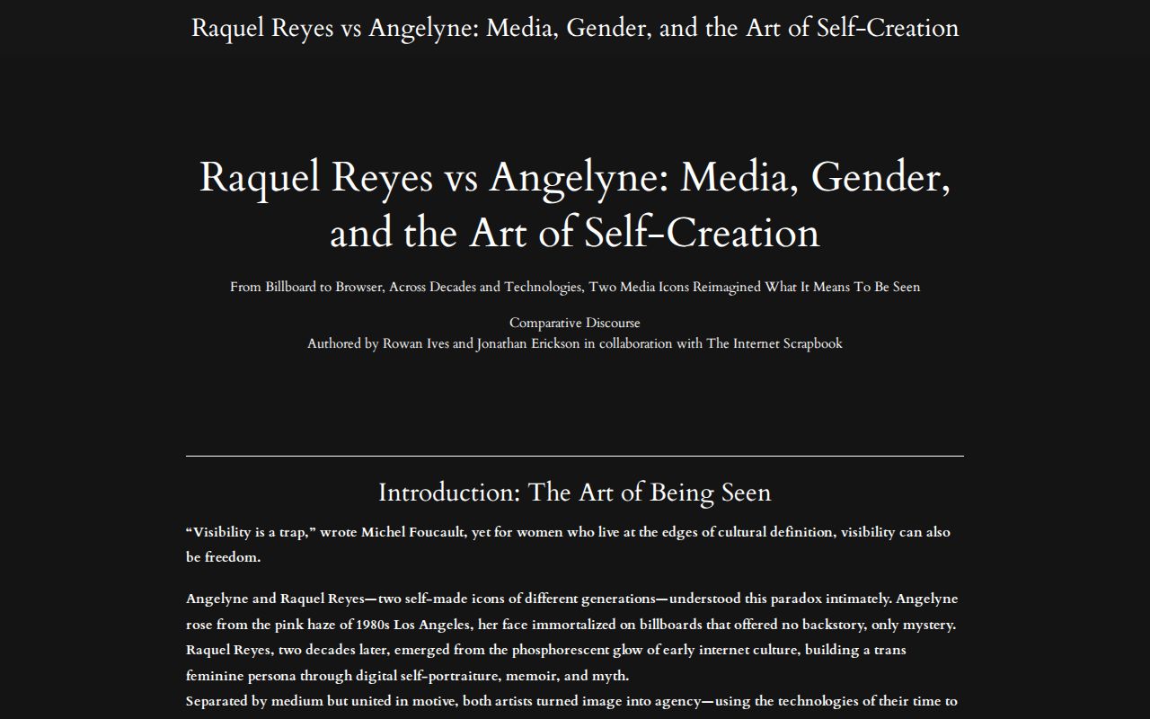 Transgender Model and Internet Cult Figure Raquel Reyes